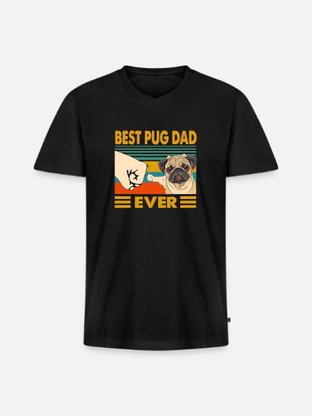 Best Pug Dad Ever - Men's Premium Organic V-Neck T-Shirt - black