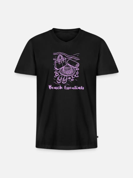 Beach Essentials Sketch - Men's Premium Organic V-Neck T-Shirt - black