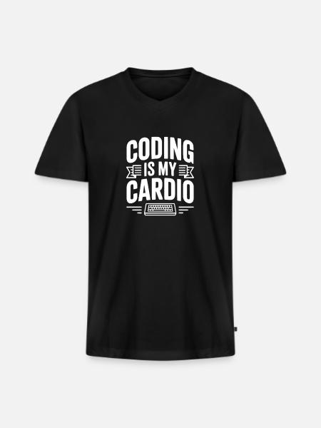 Coding Is My Cardio - Men's Premium Organic V-Neck T-Shirt - black