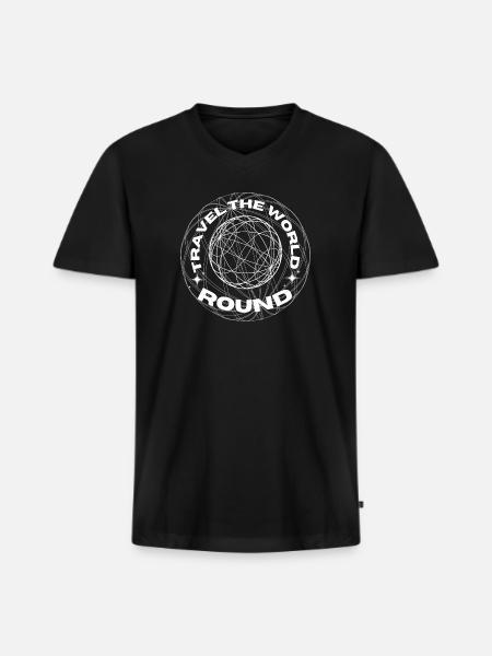 Travel_The_World_Round - Men's Premium Organic V-Neck T-Shirt - black
