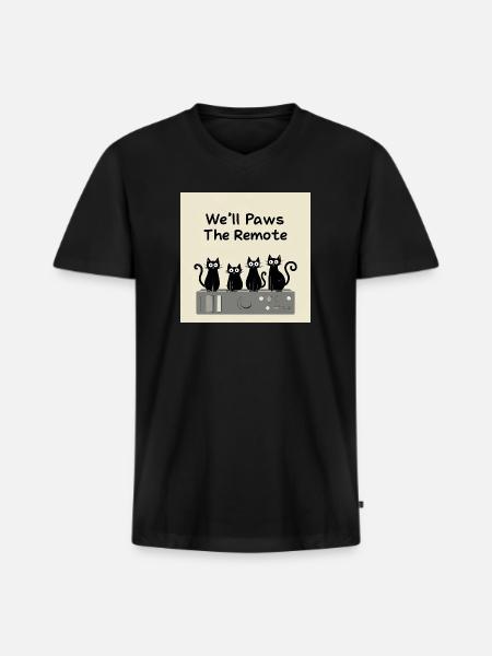 Paws The Remote TV - Men's Premium Organic V-Neck T-Shirt - black