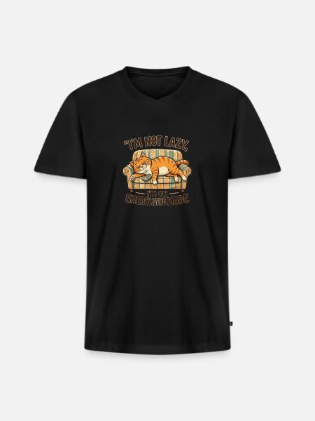 Lazy_Cat - Men's Premium Organic V-Neck T-Shirt - black