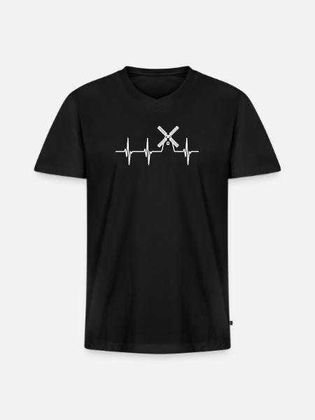 Farming Windmill ECG - Men's Premium Organic V-Neck T-Shirt - black