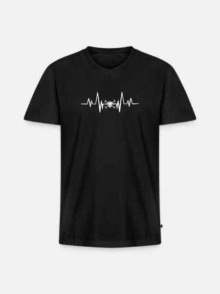 Drone heartbeat - Men's Premium Organic V-Neck T-Shirt - black