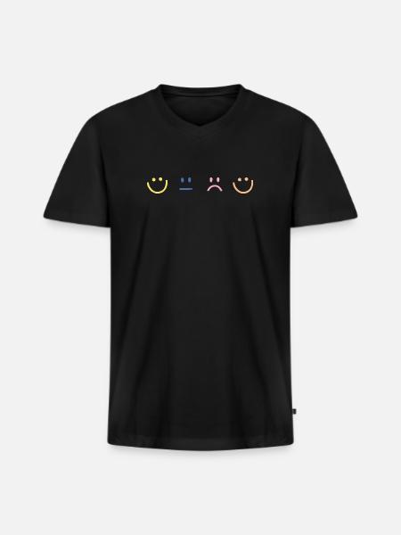 Mood Faces - Men's Premium Organic V-Neck T-Shirt - black