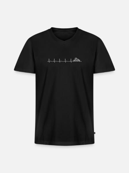Roller Skater Heartbeat - Men's Premium Organic V-Neck T-Shirt - black