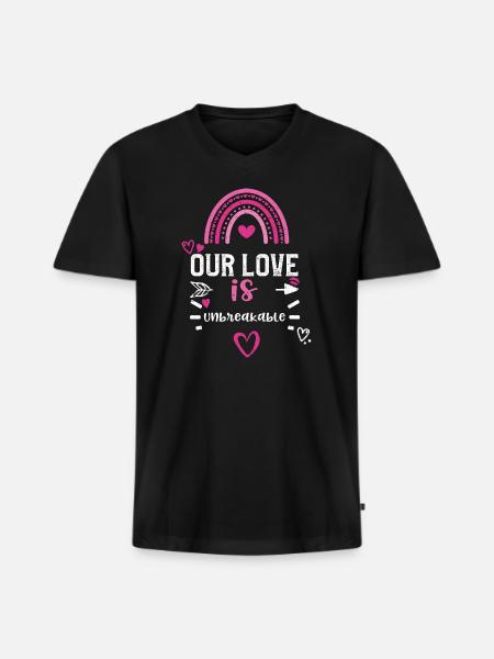 Our love is unbreakable - Men's Premium Organic V-Neck T-Shirt - black