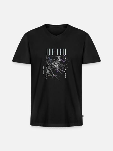 Neon Lightning Skeleton Circuit - Men's Premium Organic V-Neck T-Shirt - black