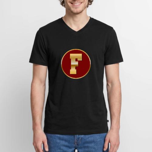 Letter F – Capital Varsity Alphabet Monogram - Men's Premium Organic V-Neck T-Shirt