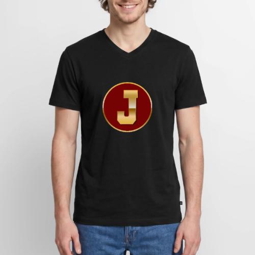 Letter J – Capital Varsity Alphabet Monogram - Men's Premium Organic V-Neck T-Shirt