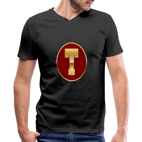 Letter T – Capital Varsity Alphabet Monogram - Men's Premium Organic V-Neck T-Shirt