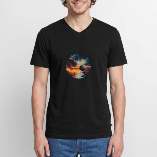 Cosmic Brush Planets - Men's Premium Organic V-Neck T-Shirt