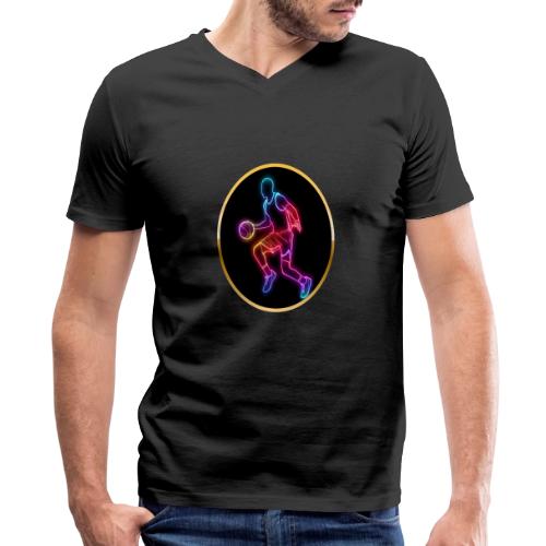Basketball: Neon Dribble Pulse - Men's Premium Organic V-Neck T-Shirt