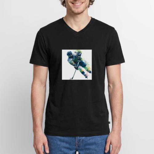 Hockey: Frozen Motion - Men's Premium Organic V-Neck T-Shirt