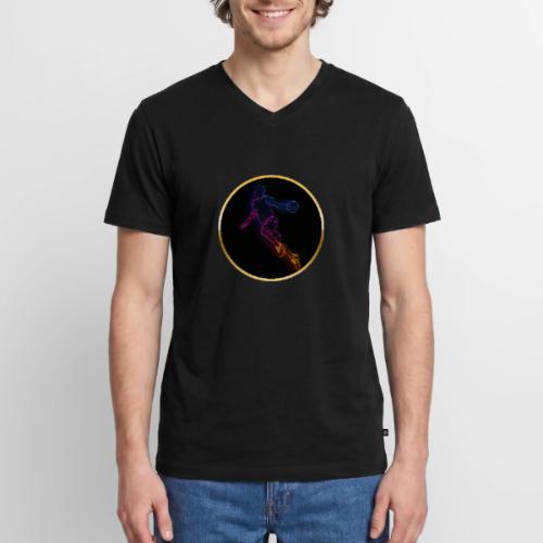 Basketball: Neon Jump Shot - Men's Premium Organic V-Neck T-Shirt