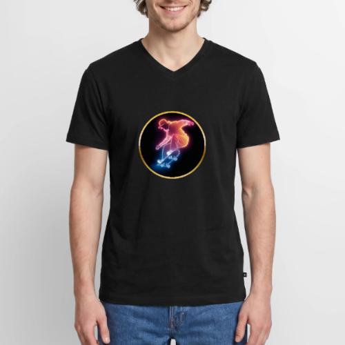 Skateboarding: Golden Trick Rider - Men's Premium Organic V-Neck T-Shirt