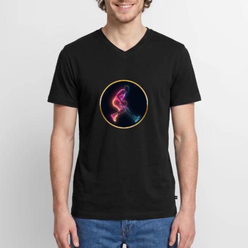 Basketball: Golden Court Glow - Men's Premium Organic V-Neck T-Shirt