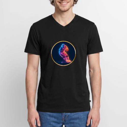 Hockey: Neon Hockey Sketch - Men's Premium Organic V-Neck T-Shirt
