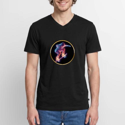 Skateboarding: Neon Skate Orbit - Men's Premium Organic V-Neck T-Shirt
