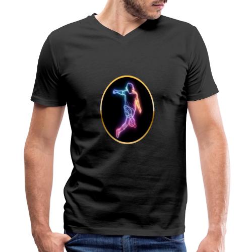 Soccer: Neon Goal Fusion - Men's Premium Organic V-Neck T-Shirt