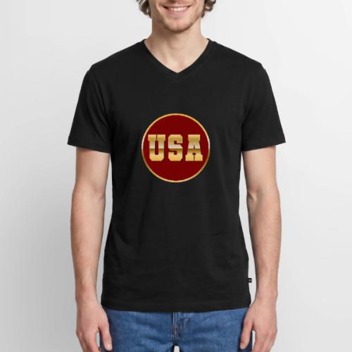 Golden USA Seal - Men's Premium Organic V-Neck T-Shirt