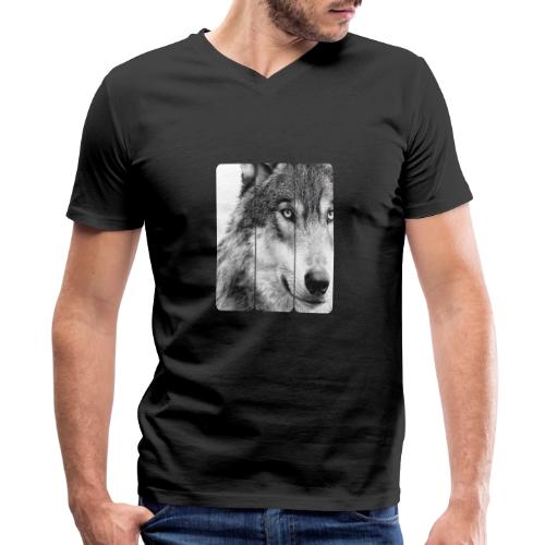 Wolf Face Triptych: Silent Alpha - Men's Premium Organic V-Neck T-Shirt