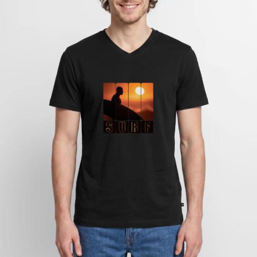Surfing: Sunset Surf Panels - Men's Premium Organic V-Neck T-Shirt