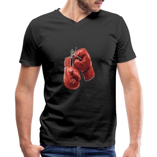Boxing: Hanging Gloves Icon - Men's Premium Organic V-Neck T-Shirt