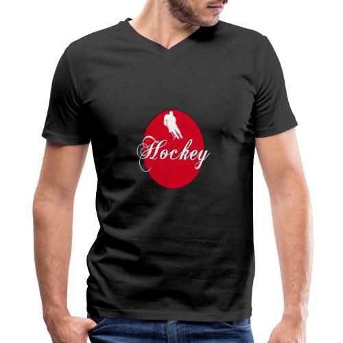 Hockey: Puck Zone - Men's Premium Organic V-Neck T-Shirt