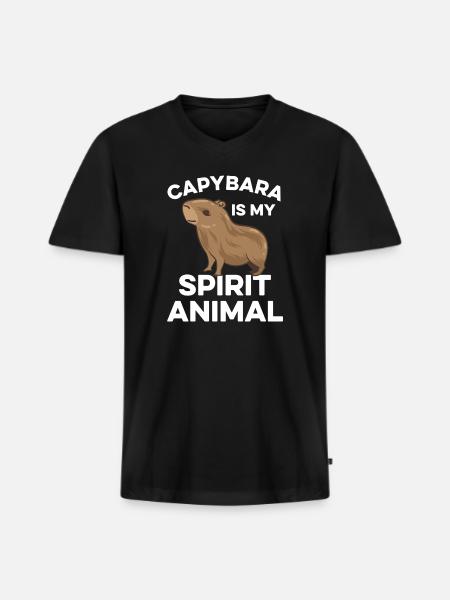 Capybara zoo animal design - Men's Premium Organic V-Neck T-Shirt - black