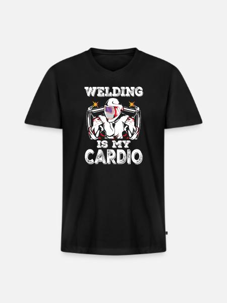 Welding Is My Cardio - Men's Premium Organic V-Neck T-Shirt - black