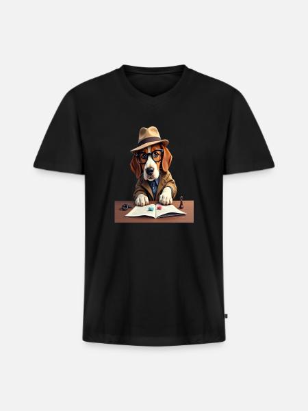 Sock Mystery Detective Dog - Men's Premium Organic V-Neck T-Shirt - black