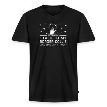 Border Collie - Men's Premium Organic V-Neck T-Shirt - black - Front - AI Model Male 178 light (178cm)