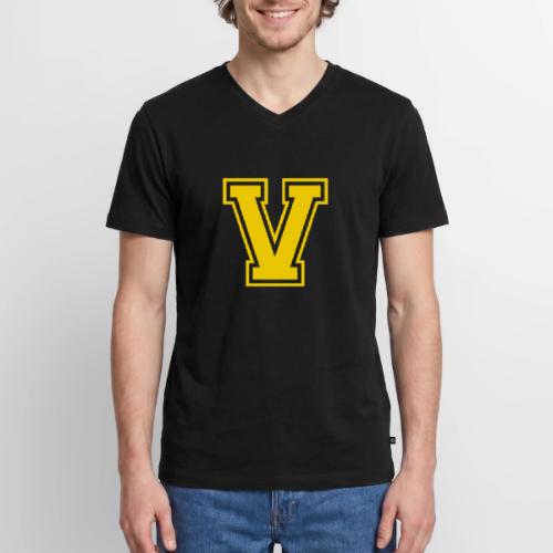 Letter V – Capital Athletic Alphabet Monogram - Men's Premium Organic V-Neck T-Shirt