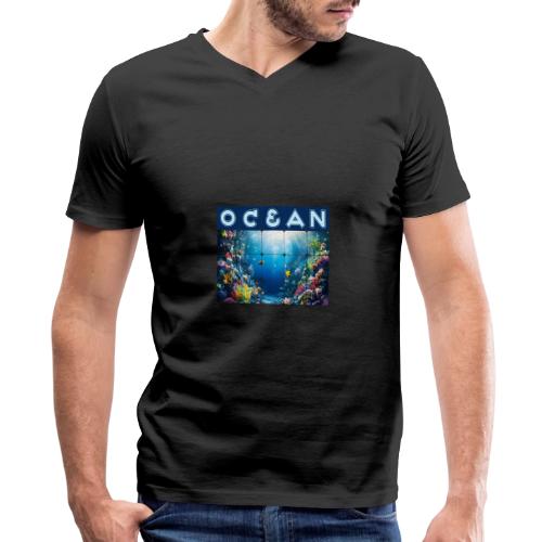 Ocean: Neon Reef Glow - Men's Premium Organic V-Neck T-Shirt
