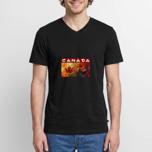 Painted Canada Leaves - Men's Premium Organic V-Neck T-Shirt