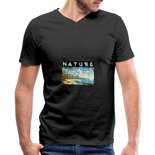 Nature: Sun-Kissed Shore - Men's Premium Organic V-Neck T-Shirt