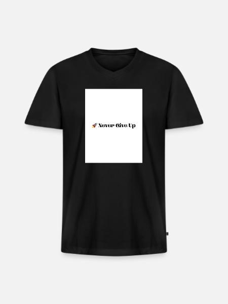 Never Give Up - Men's Premium Organic V-Neck T-Shirt - black