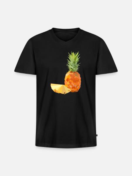 lowpoly pineapple fruit - Men's Premium Organic V-Neck T-Shirt - black