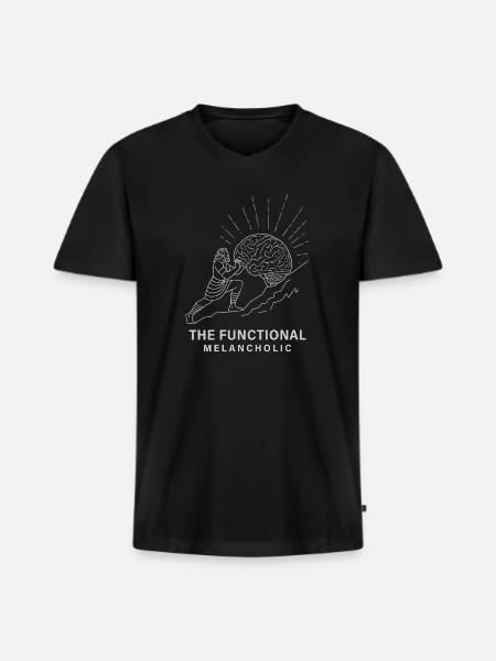 The Functional Melancholic - Men's Premium Organic V-Neck T-Shirt - black