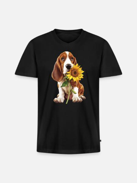 Basset Hound - Men's Premium Organic V-Neck T-Shirt - black