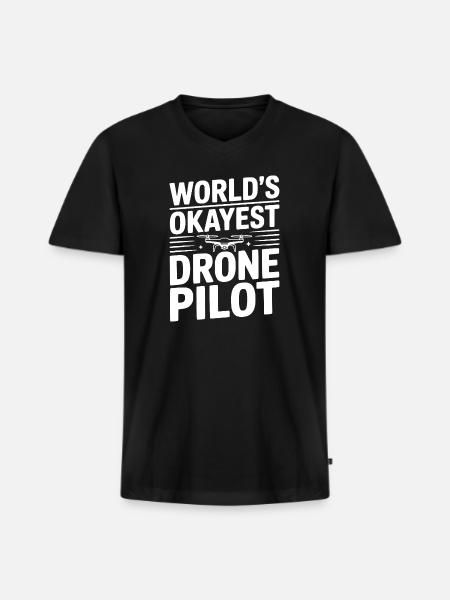 World's Okayest Drone Pilot - Men's Premium Organic V-Neck T-Shirt - black