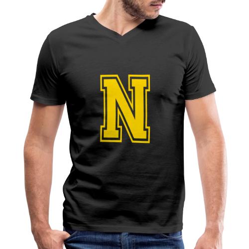 Letter N – Capital Athletic Alphabet Monogram - Men's Premium Organic V-Neck T-Shirt