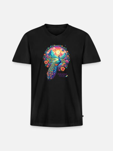 Paradise Flight Peacock - Men's Premium Organic V-Neck T-Shirt - black