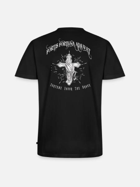 Fortis Fortuna Adiuvat - Cross and Hand Tattoo - Men's Premium Organic V-Neck T-Shirt - black