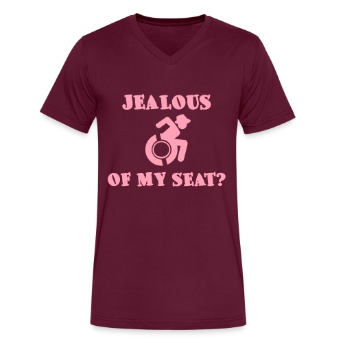 Jealous of my seat, wheelchair humor, roller fun - Men's V-Neck T-Shirt by Canvas