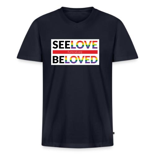 FUMCSD See Love, Be Loved: white design background - Men's Premium Organic V-Neck T-Shirt