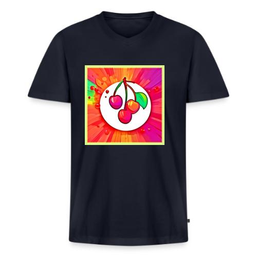 Cherry Pop Art Burst - Men's Premium Organic V-Neck T-Shirt