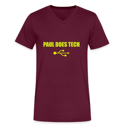 Paul Does Tech Yellow Logo With USB (MERCH) - Men's V-Neck T-Shirt by Canvas