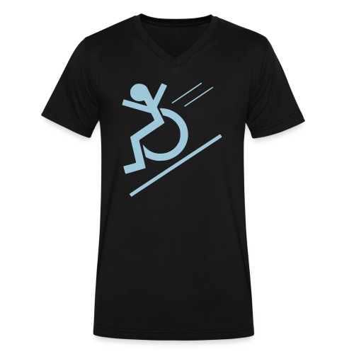 Free fall in wheelchair, wheelchair from a hill - Men's V-Neck T-Shirt by Canvas